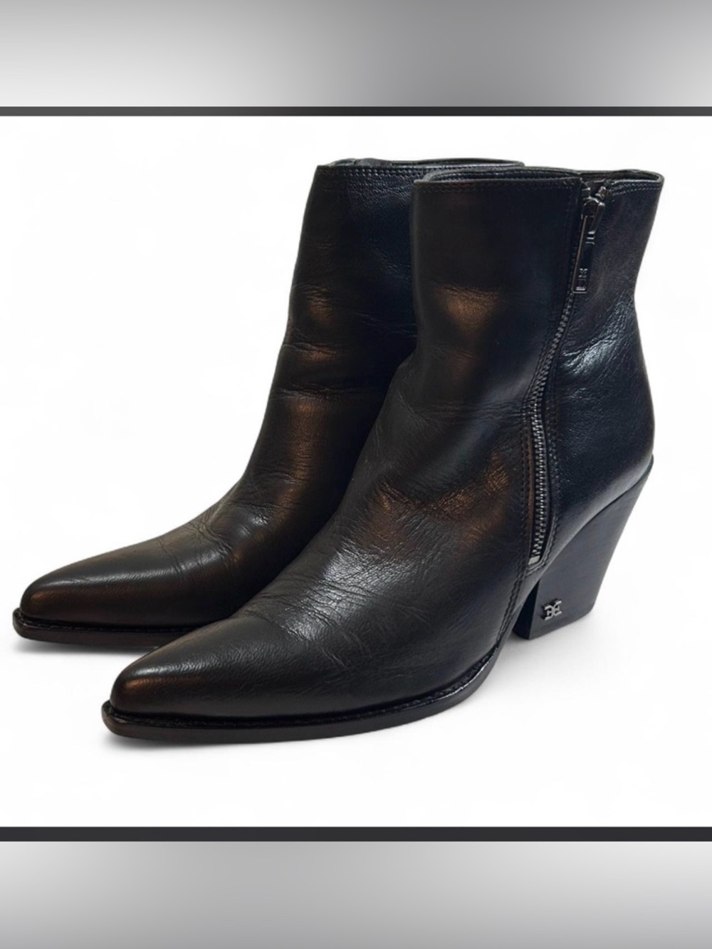 Sam Edelman JANE Leather
Pointy Ankle Booties
Size 8 Black Zip Up